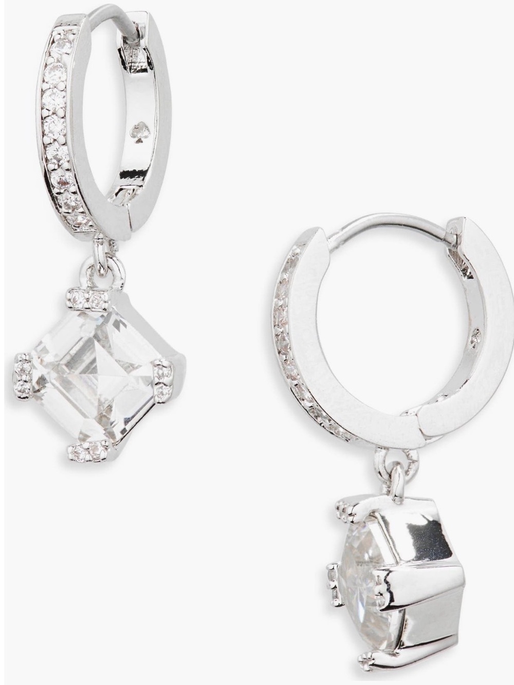 kate spade Silver-tone Clear Stone Drop Earrings